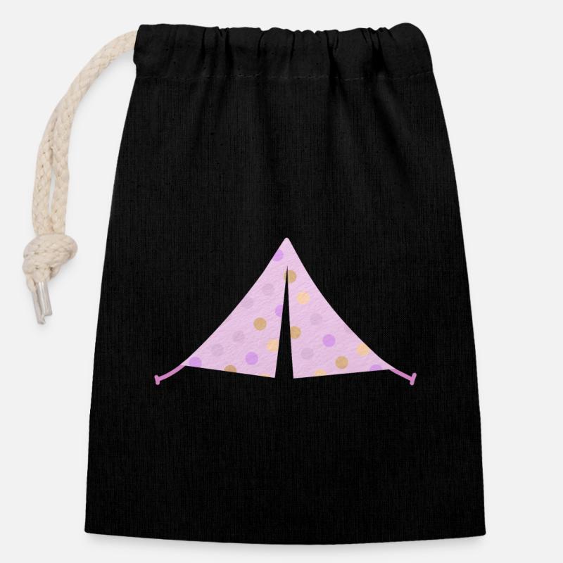 Zelt rosa Dots Punkte Camping Camper Mädchen - Verschließbarer Geschenkbeutel aus Baumwolle (14x20cm) - Schwarz