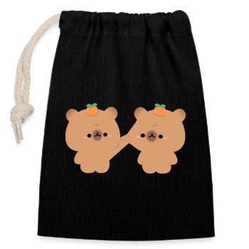 Couple de capybaras - Sac cadeau en coton avec cordon (14 x 20 cm) - noir - Devant
