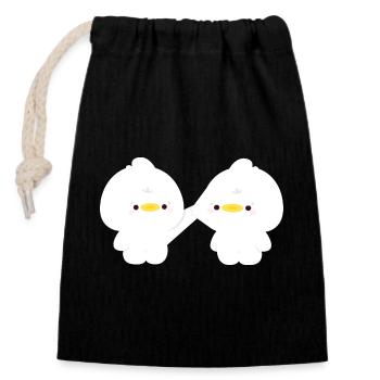 Couple de canards - Sac cadeau en coton avec cordon (14 x 20 cm) - noir - Devant