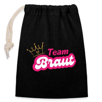 Team Braut Kronen Pink Design - Verschließbarer Geschenkbeutel aus Baumwolle (14x20cm) - Schwarz - Vorne