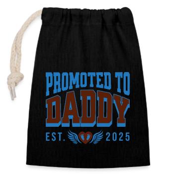 Promoted To Daddy 2025 New Father Cool Pregnancy - Closable cotton gift bag (14x20cm) - black - Front