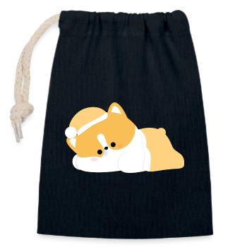 Müder Corgi - Verschließbarer Geschenkbeutel aus Baumwolle (14x20cm) - Navy - Vorne