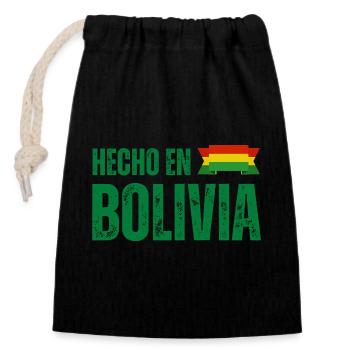 Hergestellt in Bolivien, bolivianischer Stolz - Verschließbarer Geschenkbeutel aus Baumwolle (14x20cm) - Schwarz - Vorne