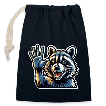 Waschbär - Verschließbarer Geschenkbeutel aus Baumwolle (14x20cm) - Navy - Vorne