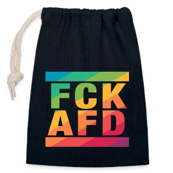 FCK AFD - Montrer l’exemple contre la droite, contre les nazis - Sac cadeau en coton avec cordon (14 x 20 cm) - bleu marine - Devant