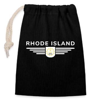 Rhode Island Fan T-Shirt – Stylisch & Einzigartig - Verschließbarer Geschenkbeutel aus Baumwolle (14x20cm) - Schwarz - Vorne