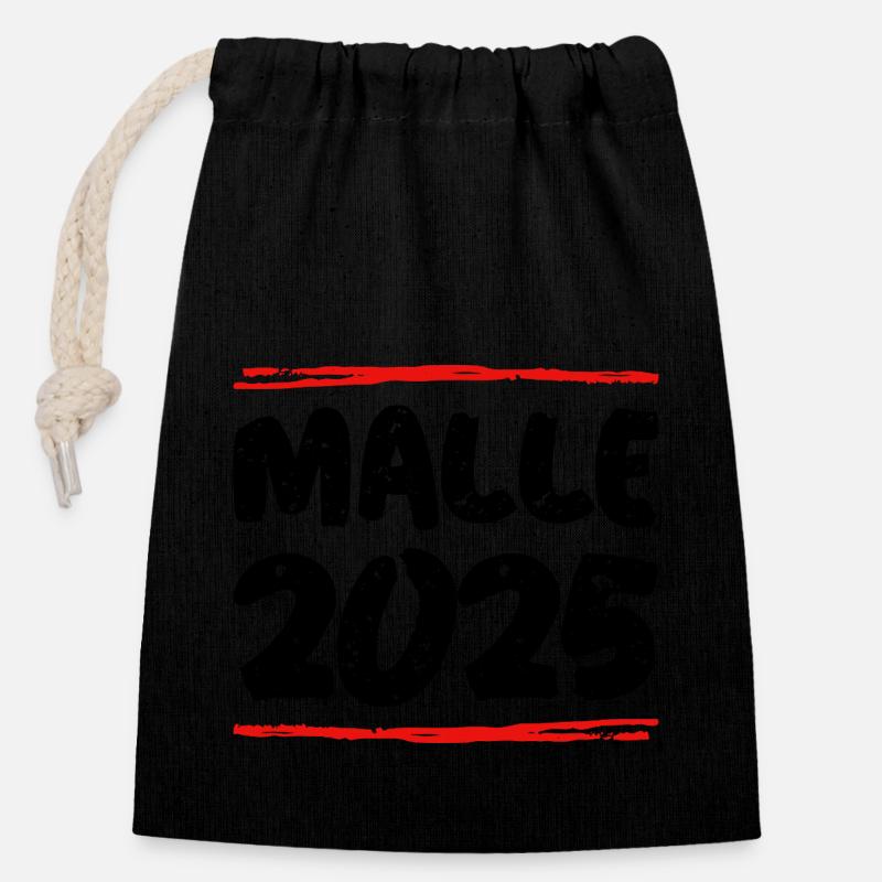 Malle 2025 Spruch - Verschließbarer Geschenkbeutel aus Baumwolle (14x20cm) - Schwarz