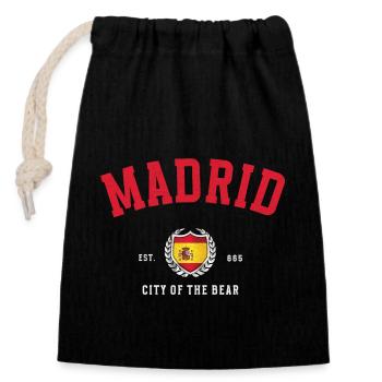 Patrimoine de Madrid – Armoiries de l’Espagne - Sac cadeau en coton avec cordon (14 x 20 cm) - noir - Devant