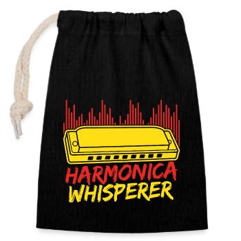 Funny Harmonica Player Whisperer Harmonica - Closable cotton gift bag (14x20cm) - black - Front