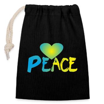 Peace Herz Frieden Friedenszeichen - Verschließbarer Geschenkbeutel aus Baumwolle (14x20cm) - Schwarz - Vorne