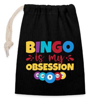 Bingo Game Bingo Is My Obsession Bingo - Closable cotton gift bag (14x20cm) - black - Front