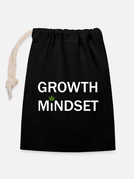 Growth Mindset - Verschließbarer Geschenkbeutel aus Baumwolle (14x20cm) - Schwarz