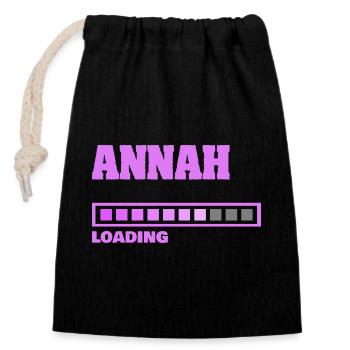 Annah - Closable cotton gift bag (14x20cm) - black - Front