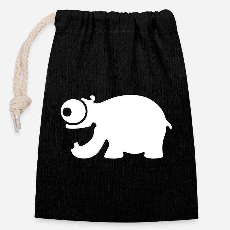 Funny hippo - Closable cotton gift bag (14x20cm) - black