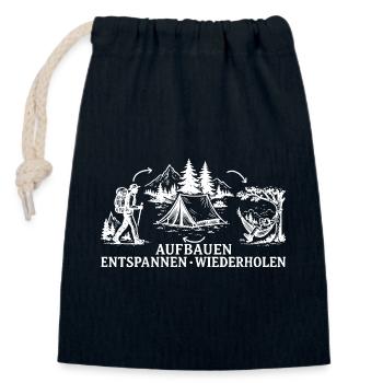 Camping Aufbauen Zelten Ausruhen Wiederholen - Verschließbarer Geschenkbeutel aus Baumwolle (14x20cm) - Navy - Vorne