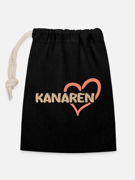 Kanaren - Verschließbarer Geschenkbeutel aus Baumwolle (14x20cm) - Schwarz