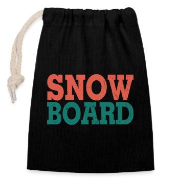 Snowboard - Verschließbarer Geschenkbeutel aus Baumwolle (14x20cm) - Schwarz - Vorne