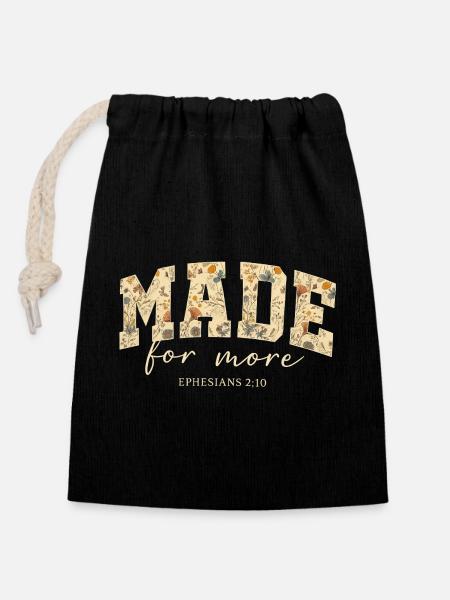 Made for More Bible Quote Blossoms - Closable cotton gift bag (14x20cm) - black