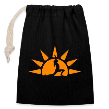 Sunshine Yoga – Strahlendes Design für Yogis - Verschließbarer Geschenkbeutel aus Baumwolle (14x20cm) - Schwarz - Vorne