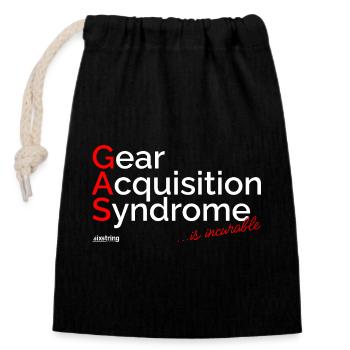 Gear Acquisition Syndrome - Closable cotton gift bag (14x20cm) - black - Front