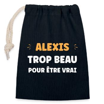 Alexis ist zu schön, um wahr zu sein - Verschließbarer Geschenkbeutel aus Baumwolle (14x20cm) - Navy - Vorne