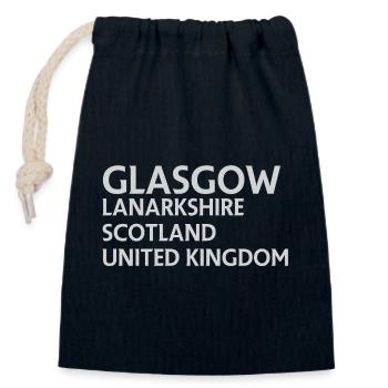 Glasgow – Scotland Textdesign - Sac cadeau en coton avec cordon (14 x 20 cm) - bleu marine - Devant