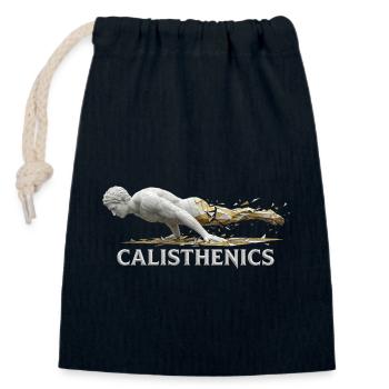 Calisthénie Planche - Statue grecque - Sac cadeau en coton avec cordon (14 x 20 cm) - bleu marine - Devant