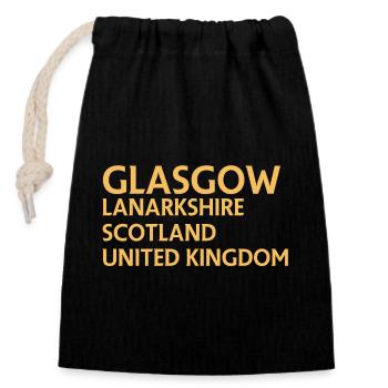 Glasgow – Scotland Textdesign - Sac cadeau en coton avec cordon (14 x 20 cm) - noir - Devant