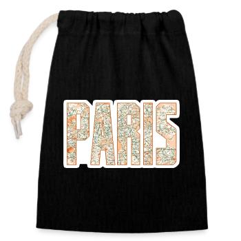Carte de la ville de Paris - Sac cadeau en coton avec cordon (14 x 20 cm) - noir - Devant