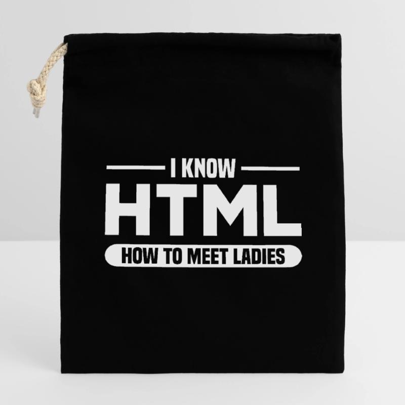 HTML Humor Code Programmer Saying Closable cotton gift bag (14x20cm)