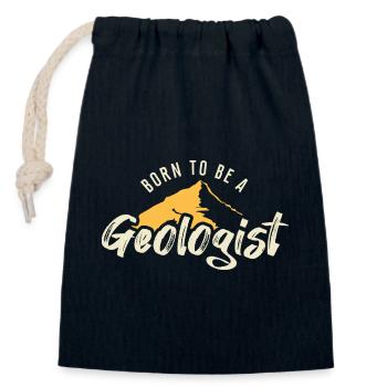 Born to become a geologist - Closable cotton gift bag (14x20cm) - navy - Front