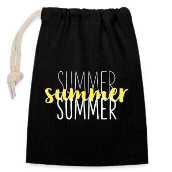 Summer Typo Overlay Yellow Script - Closable cotton gift bag (14x20cm) - black - Front