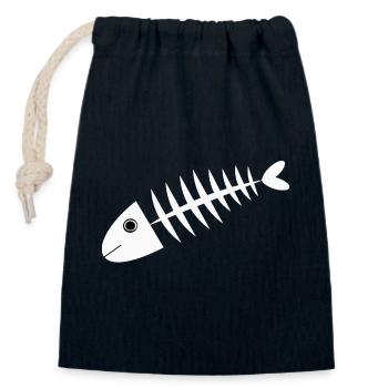 Fisch weiß Fischgräte Geschenk Angler - Verschließbarer Geschenkbeutel aus Baumwolle (14x20cm) - Navy - Vorne