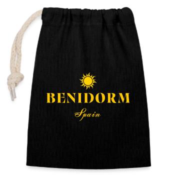 Logo rétro Benidorm Sun - Sac cadeau en coton avec cordon (14 x 20 cm) - noir - Devant
