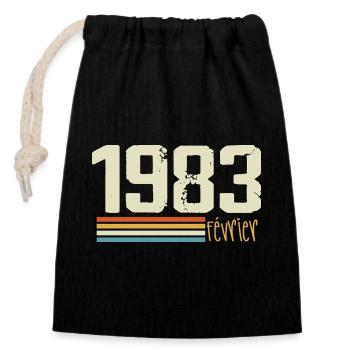 February 1983 - February 1983 Anniversary 1983 - Closable cotton gift bag (14x20cm) - black - Front