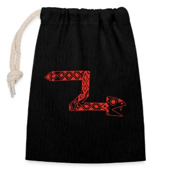 Serpent totem rouge - Sac cadeau en coton avec cordon (14 x 20 cm) - noir - Devant