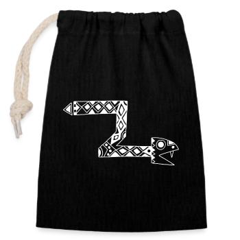 Serpent totem blanc - Sac cadeau en coton avec cordon (14 x 20 cm) - noir - Devant