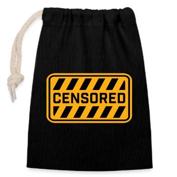 Censored Funny Statement Freedom Logo - Closable cotton gift bag (14x20cm) - black - Front