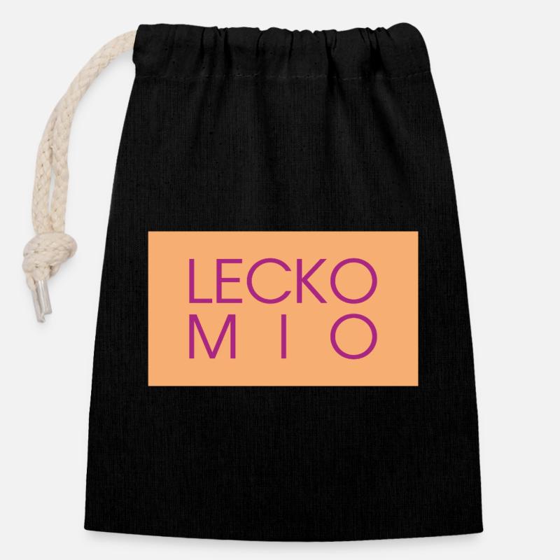 Lecko Mio  - Verschließbarer Geschenkbeutel aus Baumwolle (14x20cm) - Schwarz