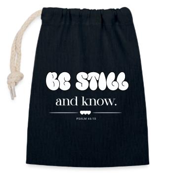 Be still and know bubble letters Psalm 46:10 - Closable cotton gift bag (14x20cm) - navy - Front