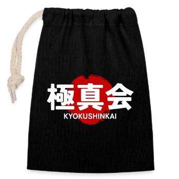 Kyokushin Karate Dojo GYM Kanji japonais - Sac cadeau en coton avec cordon (14 x 20 cm) - noir - Devant