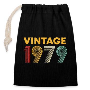 Vintage-Retro-Ringe von 1979 - Verschließbarer Geschenkbeutel aus Baumwolle (14x20cm) - Schwarz - Vorne