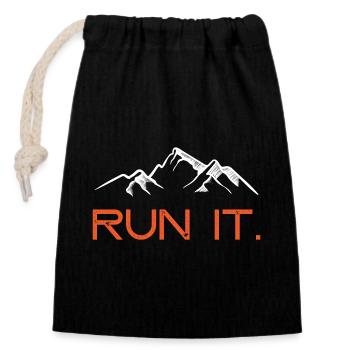 Run it. - Closable cotton gift bag (14x20cm) - black - Front