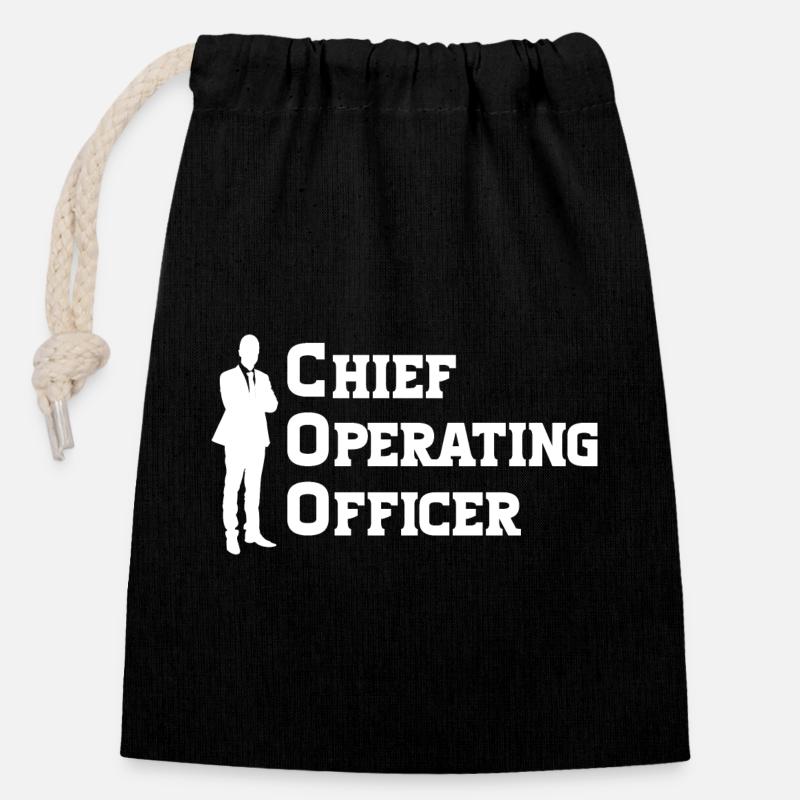 COO - Chief Operating Officer - Closable cotton gift bag (14x20cm) - black