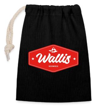 Valais - Sac cadeau en coton avec cordon (14 x 20 cm) - noir - Devant