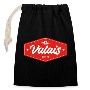 Insigne du Valais Suisse - Sac cadeau en coton avec cordon (14 x 20 cm) - noir - Devant