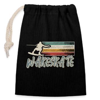 Wakeskaten Wakeskating Wakeskater Wakeboard - Sac cadeau en coton avec cordon (14 x 20 cm) - noir - Devant
