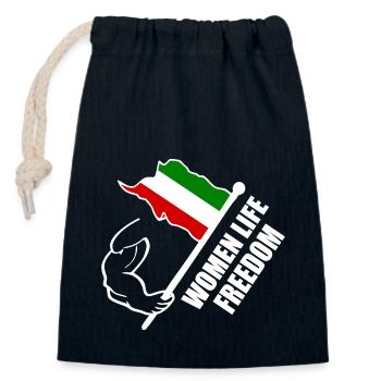 Women life freedom iran - Closable cotton gift bag (14x20cm) - navy - Front