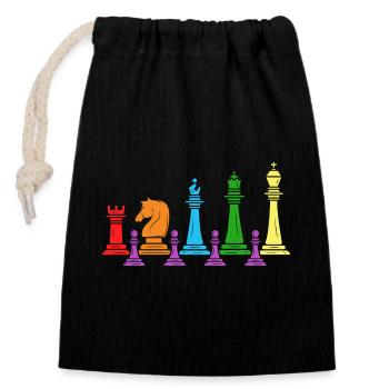 Schach Schachmatt Schachspieler Schachfamilie - Verschließbarer Geschenkbeutel aus Baumwolle (14x20cm) - Schwarz - Vorne