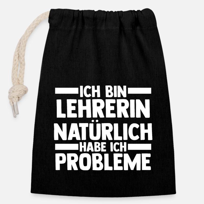 Schullehrerin Lehrerin - Verschließbarer Geschenkbeutel aus Baumwolle (14x20cm) - Schwarz